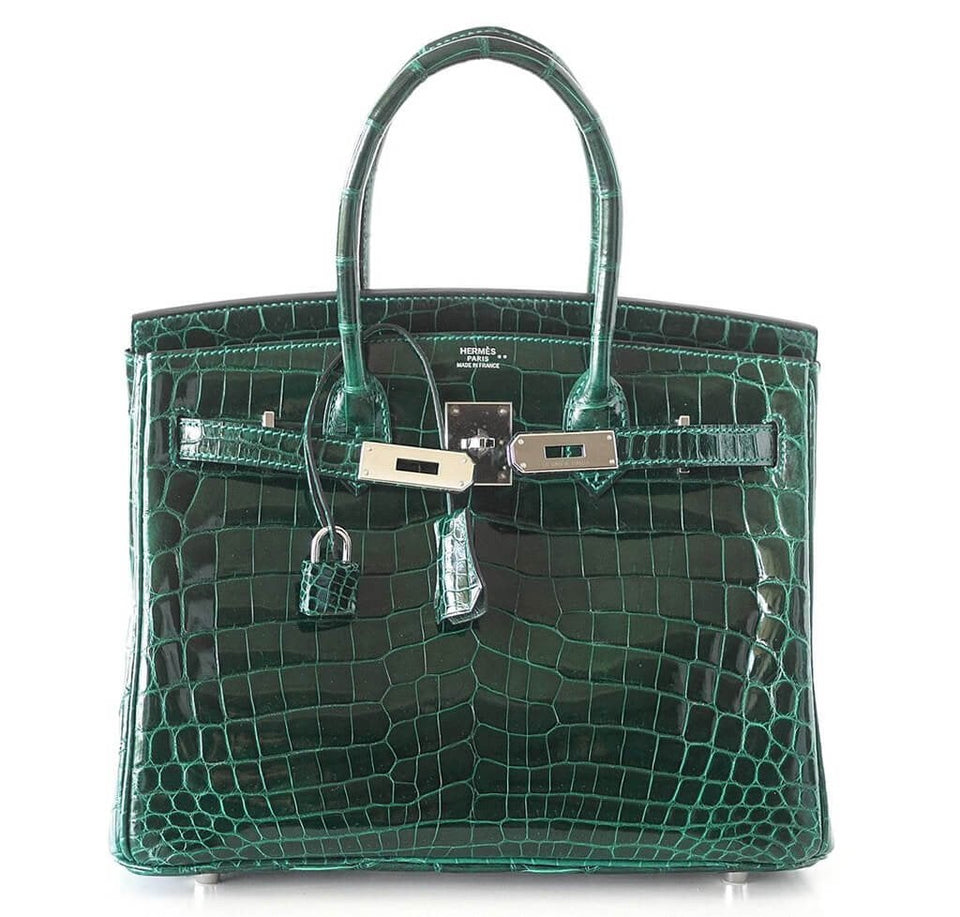 Hermes Birkin 30 Bag Emeraude Niloticus Crocodile