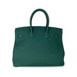 Pre Owned Hermes Birkin Malachite Togo Designer Bag B35 GHW