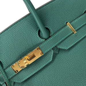 Pre Owned Hermes Birkin Malachite Togo Designer Bag B35 GHW