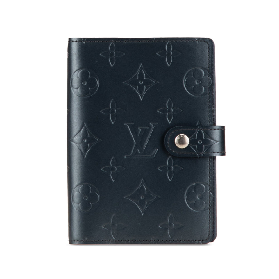Blue Louis Vuitton Monogram Mat Small Ring Agenda Cover
