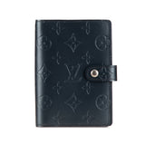 Blue Louis Vuitton Monogram Mat Small Ring Agenda Cover
