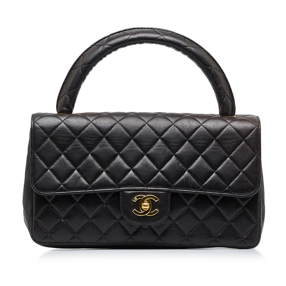 Chanel Kelly Parent Top Handle Medium Black Lambskin Gold