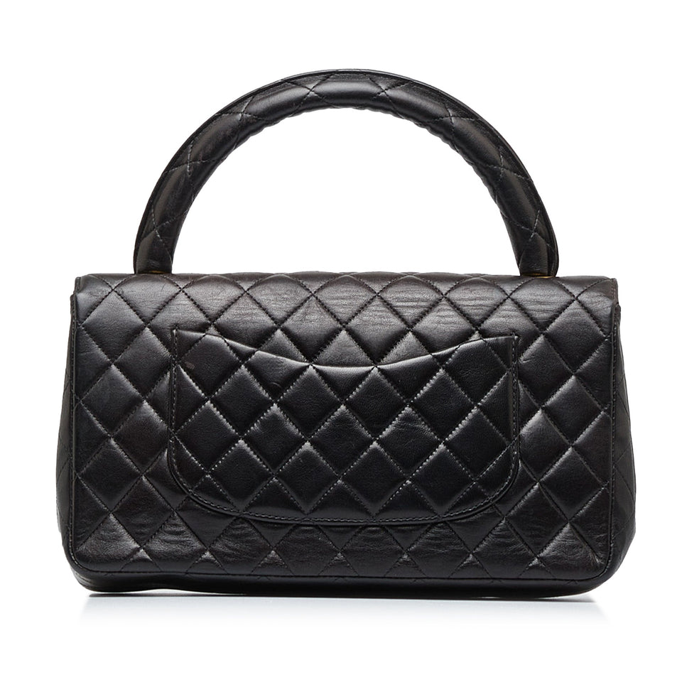 Chanel Kelly Parent Top Handle Medium Black Lambskin Gold