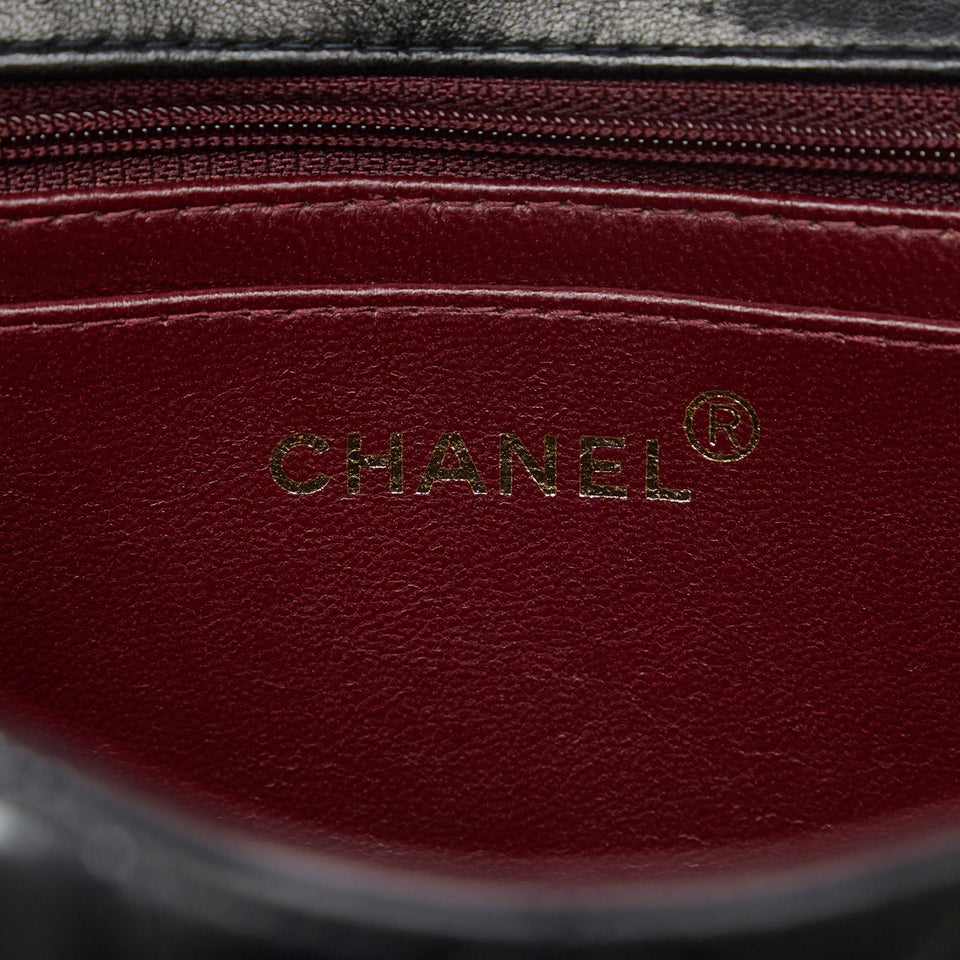 Chanel Kelly Parent Top Handle Medium Black Lambskin Gold