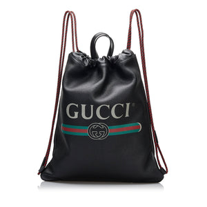 Gucci Logo Drawstring Backpack Black