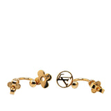 Gold Louis Vuitton Gold Plated Blooming Push Back Earrings