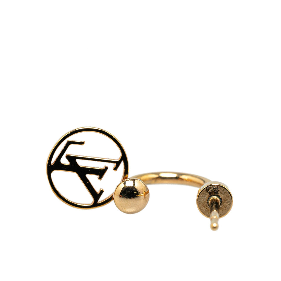 Gold Louis Vuitton Gold Plated Blooming Push Back Earrings
