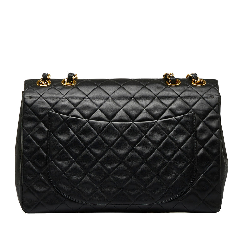 Chanel Classic Single Flap Jumbo Black Lambskin Gold