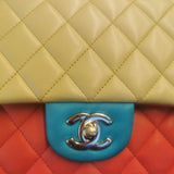 Chanel Classic Double Flap Medium Tricolor Lambskin Gold