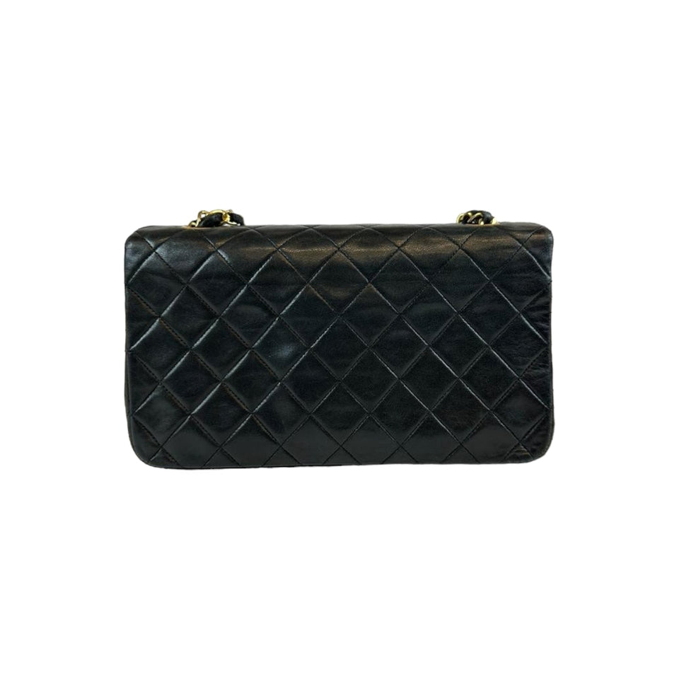 Chanel Full Flap Bag Small Black Lambskin Gold