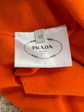 Prada Orange Wool Knit Cut-Out Jumper with Black Logo Detail Size IT 48 (UK 16)