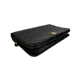 Chanel Flap Bag Push Lock Medium Black Lambskin Gold