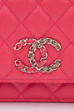 CHANEL Hot Pink Caviar Quilted French New Wave Chain CC Wallet On Chain WOC