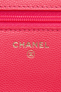 CHANEL Hot Pink Caviar Quilted French New Wave Chain CC Wallet On Chain WOC