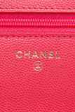 CHANEL Hot Pink Caviar Quilted French New Wave Chain CC Wallet On Chain WOC