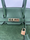 Hermes Birkin 35 Suede / Togo Green Gold Hardware