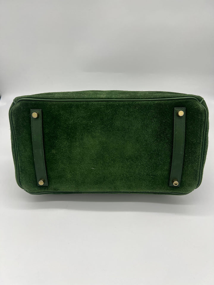 Hermes Birkin 35 Suede / Togo Green Gold Hardware