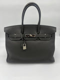 Hermes Birkin 35 Togo Graphite Palladium Hardware