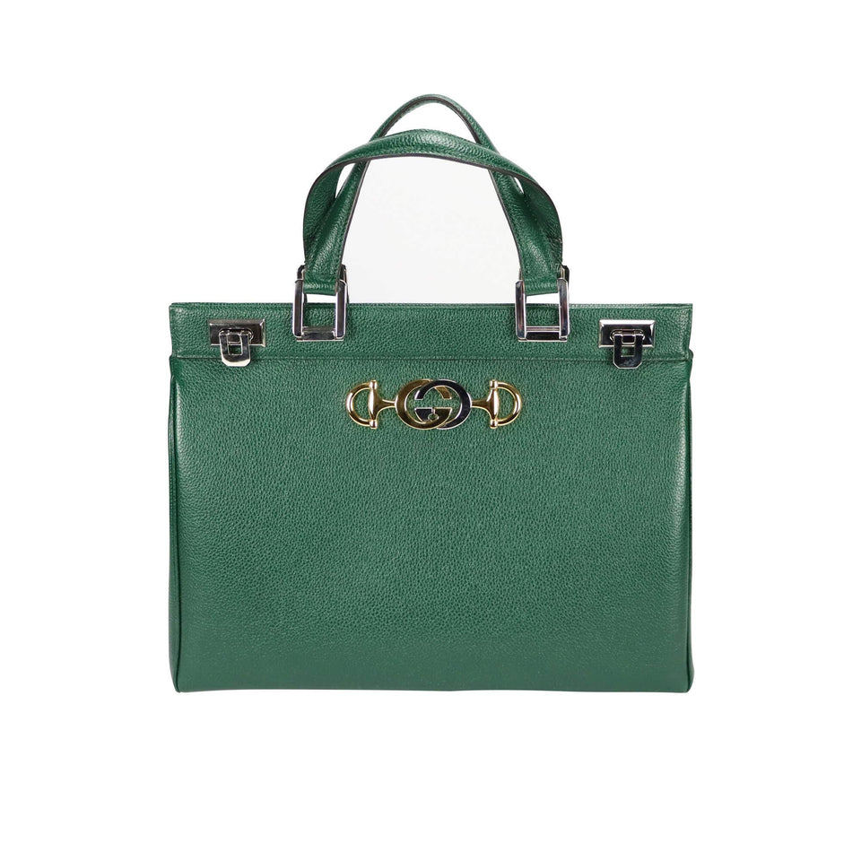 Gucci Zumi Handbag Dark Green Grained Leather