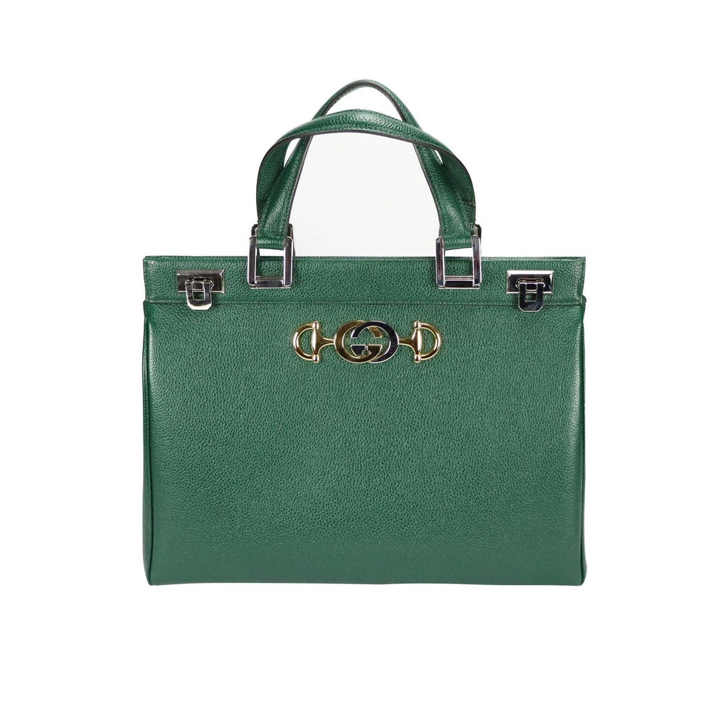 Gucci Zumi Handbag Dark Green Grained Leather