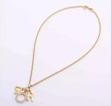 Christian Dior Large Dangle Rhinestone NIB Gold Necklace