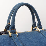 Chanel Around 1997 Made Denim Cc Mark Stitch Charm 2Way Boston Bag Indigo