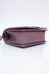 CHANEL Dark Pink Metallic Caviar Chevron Quilted Medium Boy Flap bag