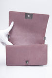 CHANEL Dark Pink Metallic Caviar Chevron Quilted Medium Boy Flap bag