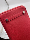 Hermes Birkin 25 Verso Veau Rouge Casaque Togo Palladium Hardware