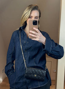 Chanel Black Caviar Leather Wallet With Chanel Box