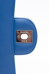 CHANEL Chevron Lambskin Blue Leather Square Mini Flap Bag