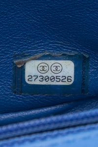CHANEL Chevron Lambskin Blue Leather Square Mini Flap Bag