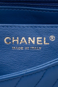CHANEL Chevron Lambskin Blue Leather Square Mini Flap Bag