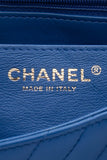 CHANEL Chevron Lambskin Blue Leather Square Mini Flap Bag