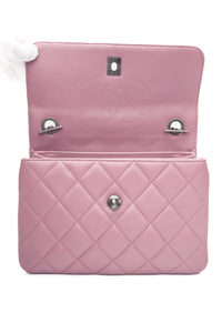 CHANEL Mauve Pink Lambskin Quilted Trendy CC Top Handle Flap Crossbody Bag