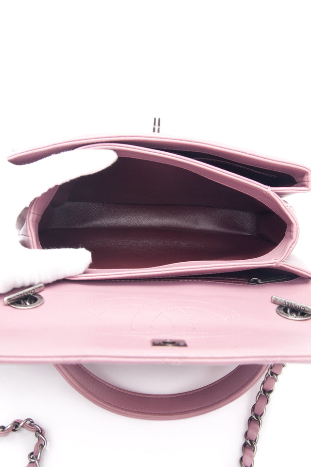 CHANEL Mauve Pink Lambskin Quilted Trendy CC Top Handle Flap Crossbody Bag