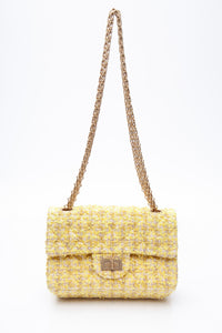 CHANEL Yellow Tweed Quilted 2.55 Reissue Mini Flap Bag