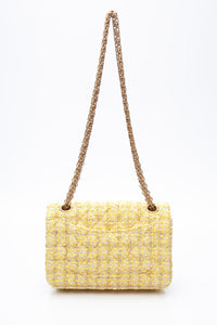 CHANEL Yellow Tweed Quilted 2.55 Reissue Mini Flap Bag