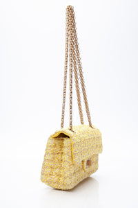 CHANEL Yellow Tweed Quilted 2.55 Reissue Mini Flap Bag