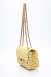 CHANEL Yellow Tweed Quilted 2.55 Reissue Mini Flap Bag