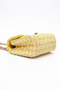 CHANEL Yellow Tweed Quilted 2.55 Reissue Mini Flap Bag