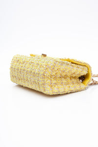 CHANEL Yellow Tweed Quilted 2.55 Reissue Mini Flap Bag