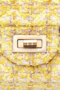 CHANEL Yellow Tweed Quilted 2.55 Reissue Mini Flap Bag