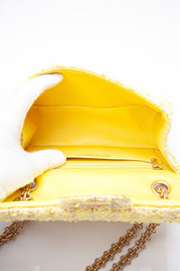 CHANEL Yellow Tweed Quilted 2.55 Reissue Mini Flap Bag