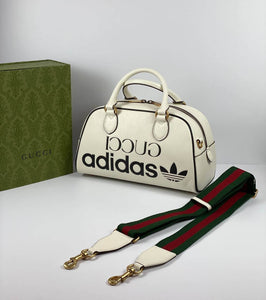 Gucci x adidas mini duffle bag white