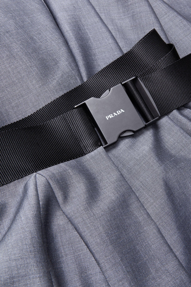 PRADA Pleated Belted Skirt Gray