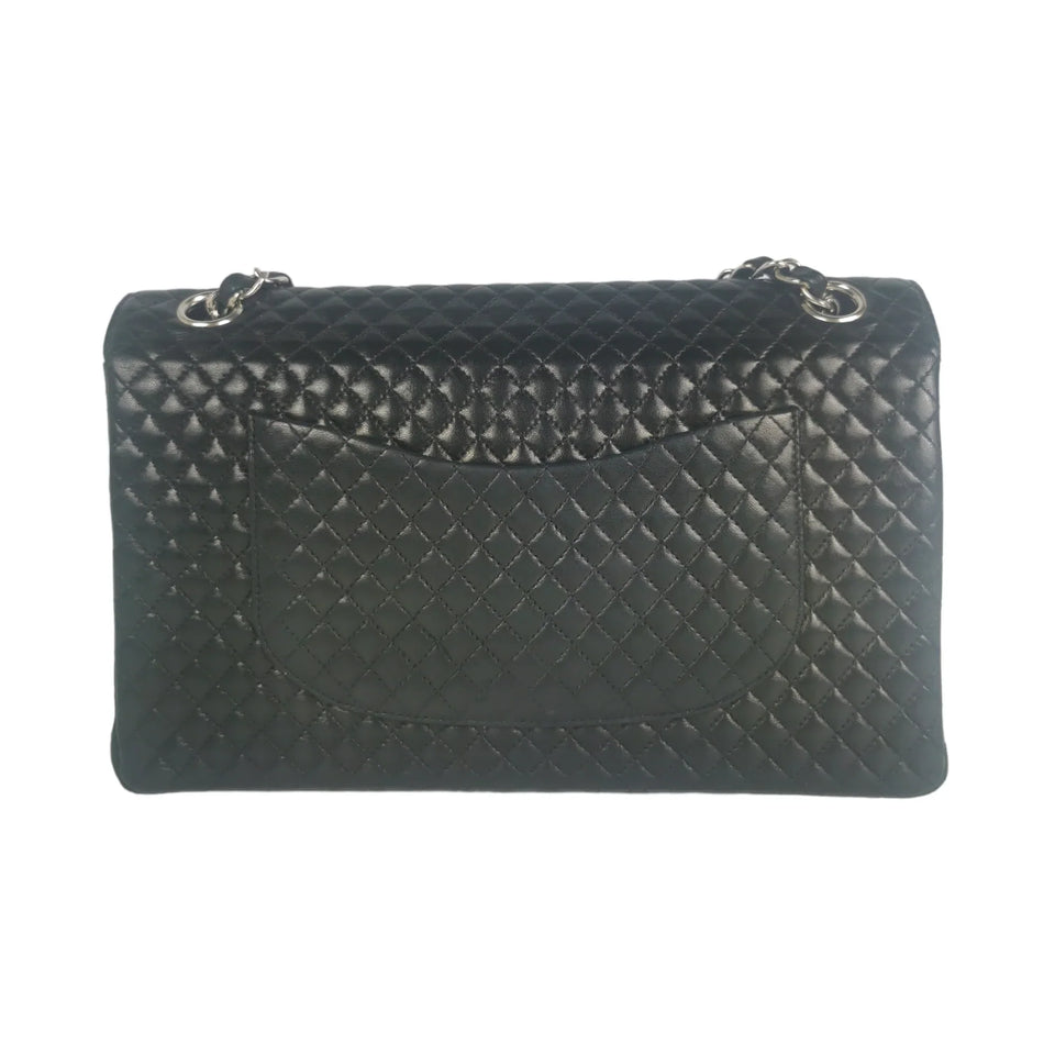 Chanel Classic Single Flap Medium Black Micro Lambskin Silver