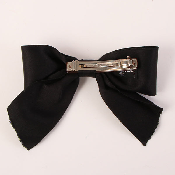 CHANEL Satin Ribbon Hair Clip Black
