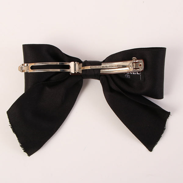 CHANEL Satin Ribbon Hair Clip Black