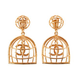 CHANEL 1993 Made Bird Cage Cc Mark Swing Earrings